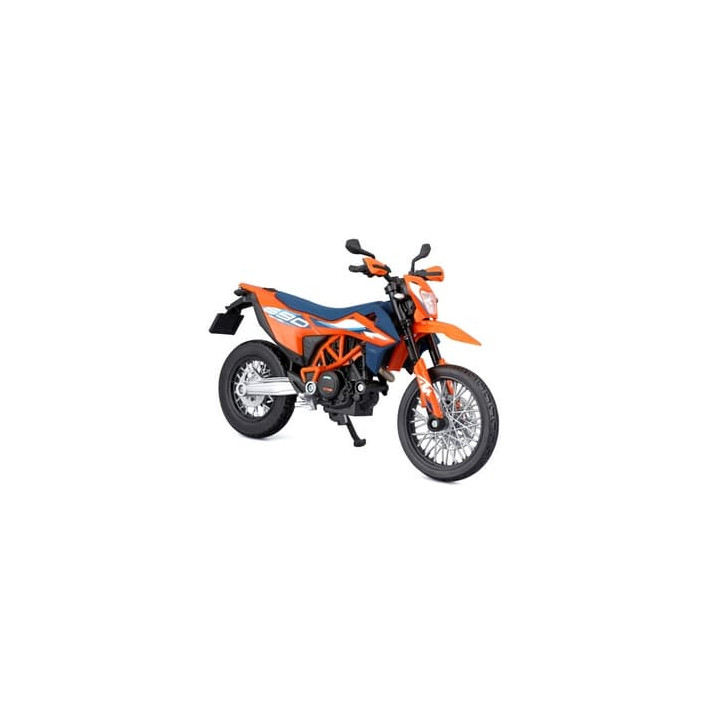 Maisto - Motocykl se stojánkem, 2023 KTM 690 SMC R, oranžovo-modrá, 1:12