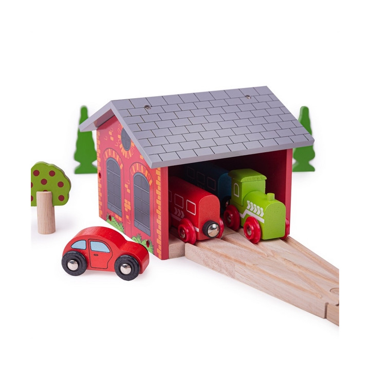 Bigjigs Rail Cihlové depo pro dva vláčky