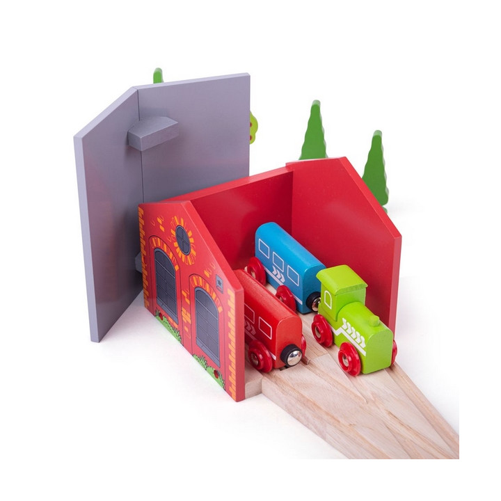 Bigjigs Rail Cihlové depo pro dva vláčky