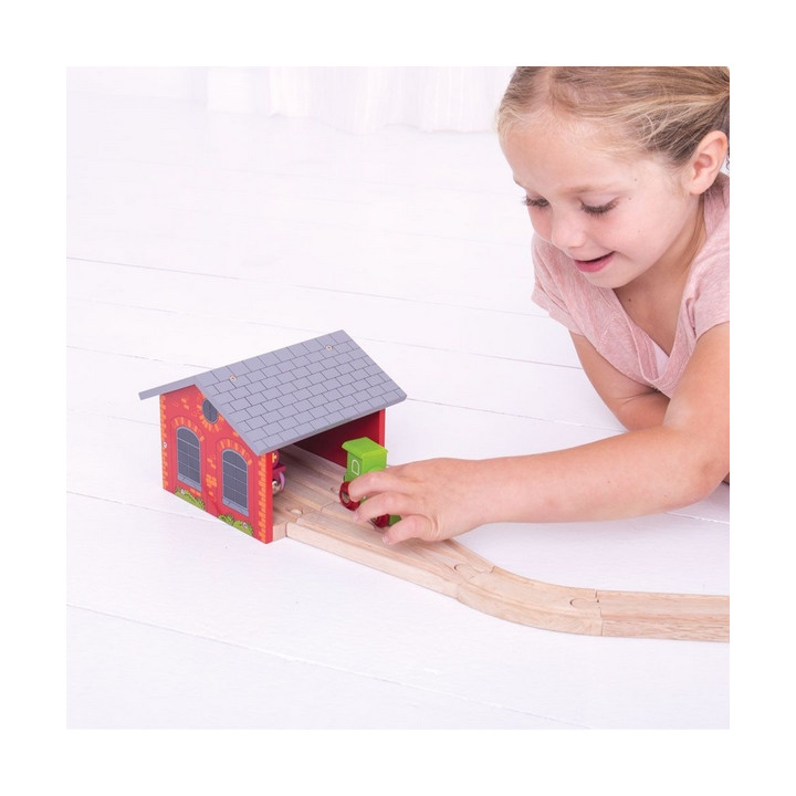 Bigjigs Rail Cihlové depo pro dva vláčky