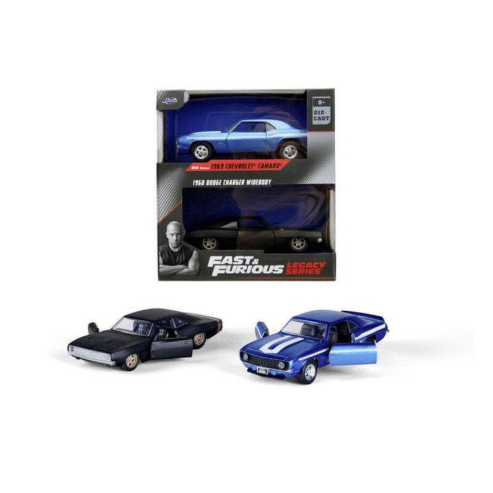 Rychle a zběsile Twin Pack Chevrolet Camaro 1969 a Dodge Charge Wide Body 1968, 1:32 Wave 2/1