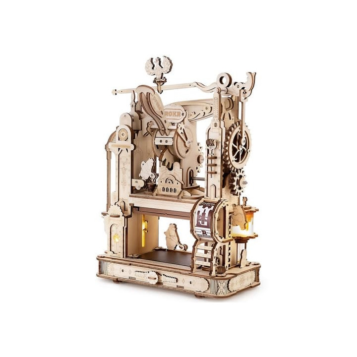 RoboTime 3D dřevěné mechanické puzzle Tiskařský lis