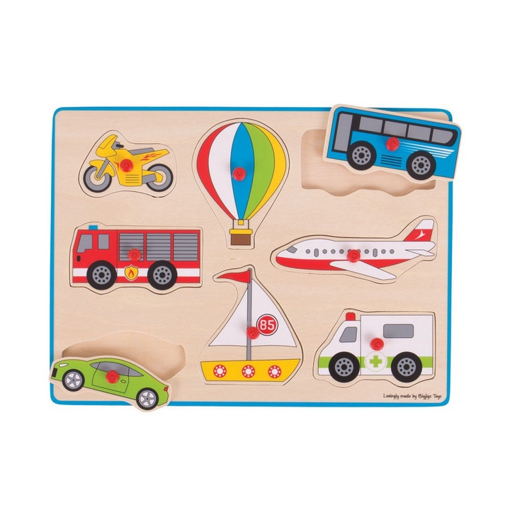 Bigjigs Toys Vkládací puzzle dopravní prostředky