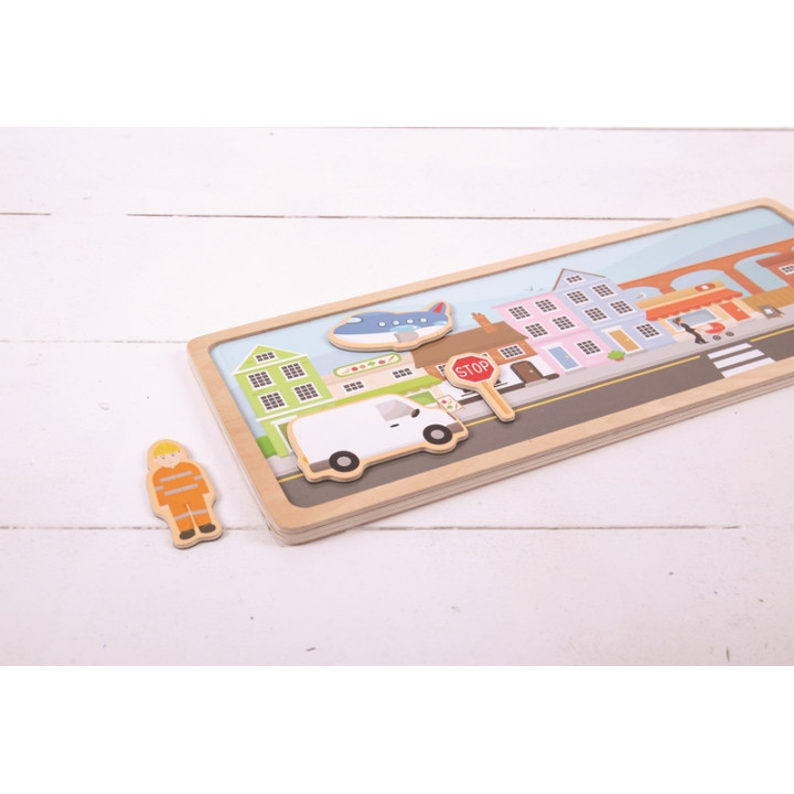 Bigjigs Toys magnetické puzzle město