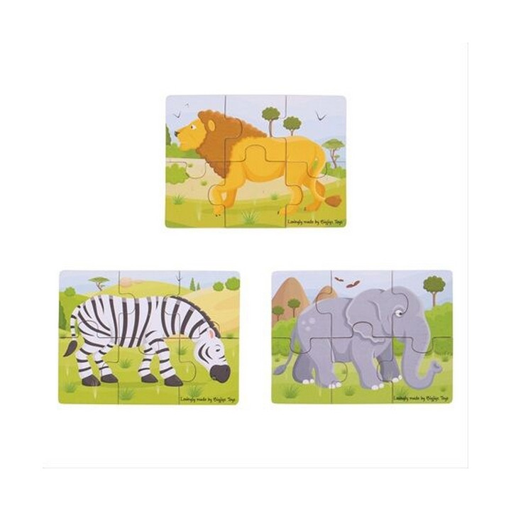 Bigjigs Toys puzzle 3v1 safari zvířátka