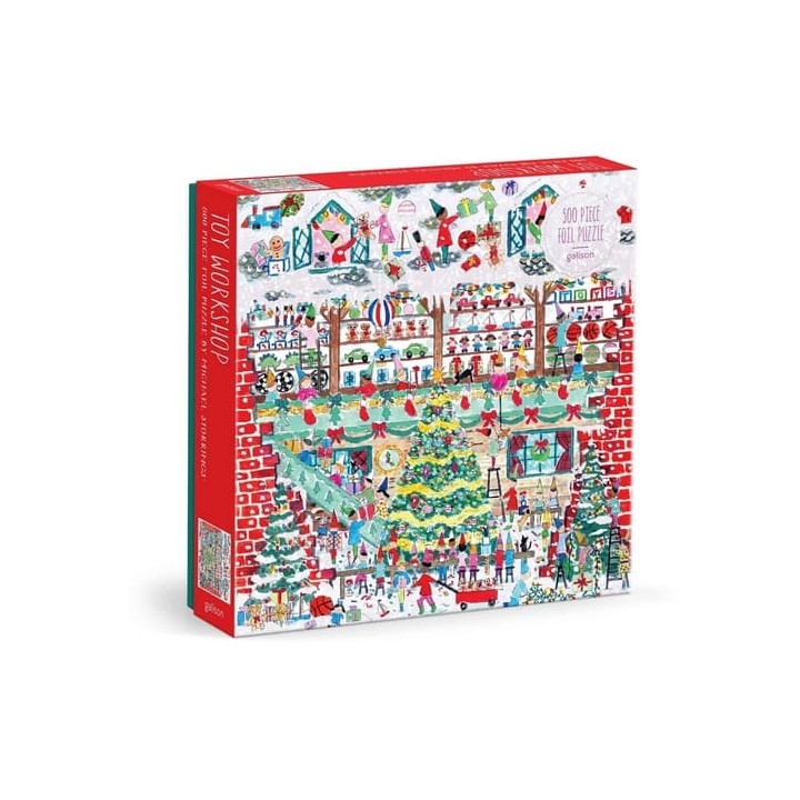 Galison Fóliové puzzle Michael Storrings Vánoční dílna hraček 500 dílků