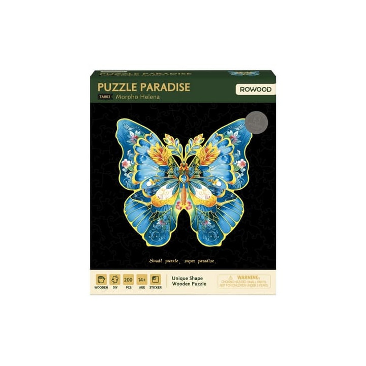RoboTime Dřevěné puzzle Motýl Morpho Helena
