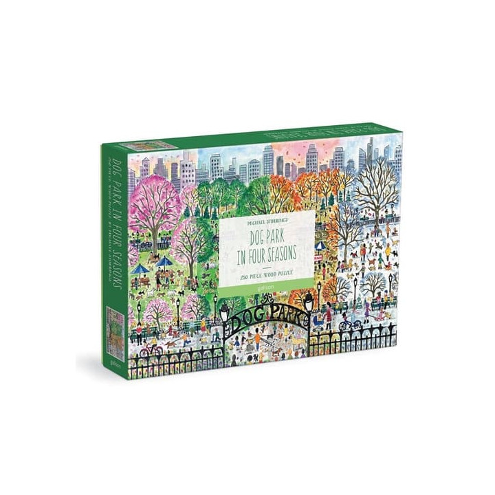 Galison Dřevěné puzzle Psí park 4 roční období 250 dílků