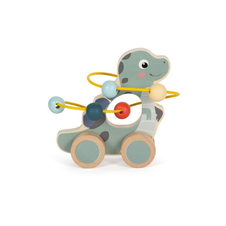 small foot Hračka na kolečkách s korálkovým labyrintem Dino
