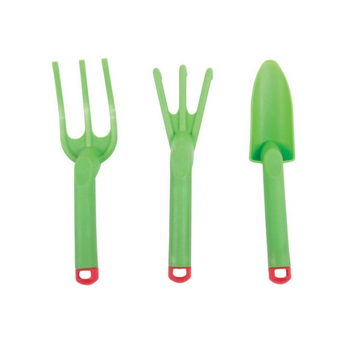 Bigjigs Toys Zahradní set nářadí plastový zelený 3ks