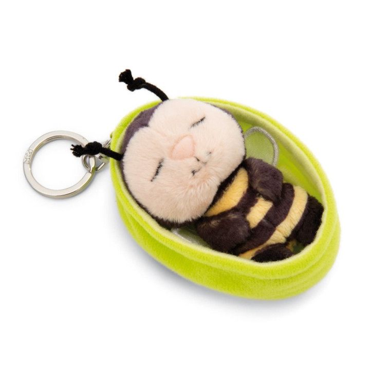 NICI klíčenka spící Včelka 12 cm, zelený košík, GREEN