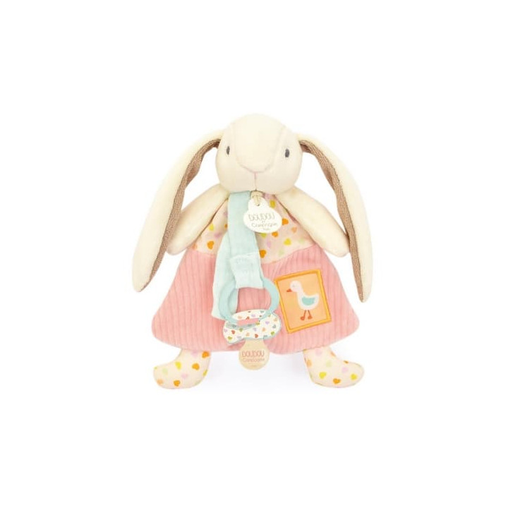 Doudou Dárková sada Hračka s úchytem na dudlík Králíček Ciboulette 19 cm