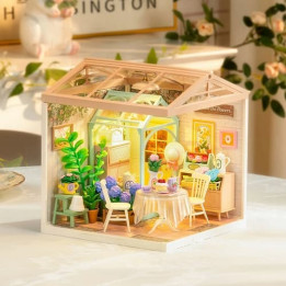 RoboTime Miniatura domečku Posezení s čajem v kvetoucí zahradě