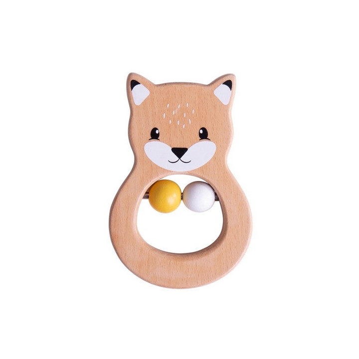 Bigjigs Baby Dřevěné chrastítko liška