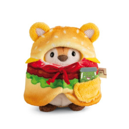 NICI plyš MyMochi Tygr Tiggy 8cm v kostýmu hamburger a okurkou,set dárkové balení 8,5x6,5x10cm
