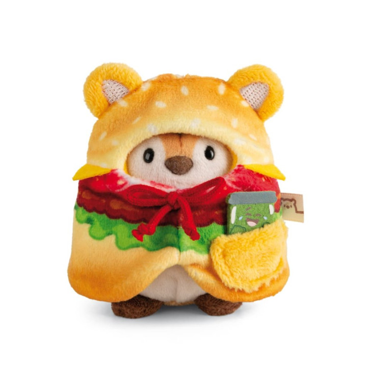 NICI plyš MyMochi Tygr Tiggy 8cm v kostýmu hamburger a okurkou,set dárkové balení 8,5x6,5x10cm
