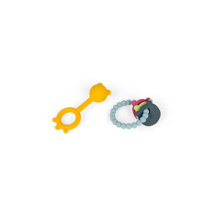 Bigjigs Toys Chrastítko a kousátko 2 v 1 a kousací kroužek Medvídek