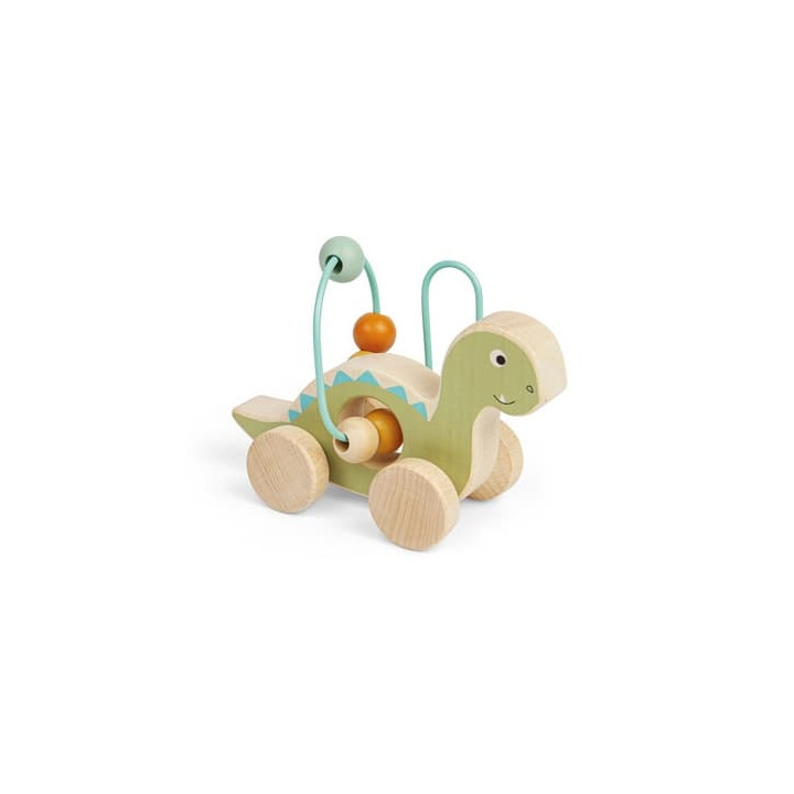 Bigjigs Toys Diplodokus na kolečkách s korálkovým labyrintem