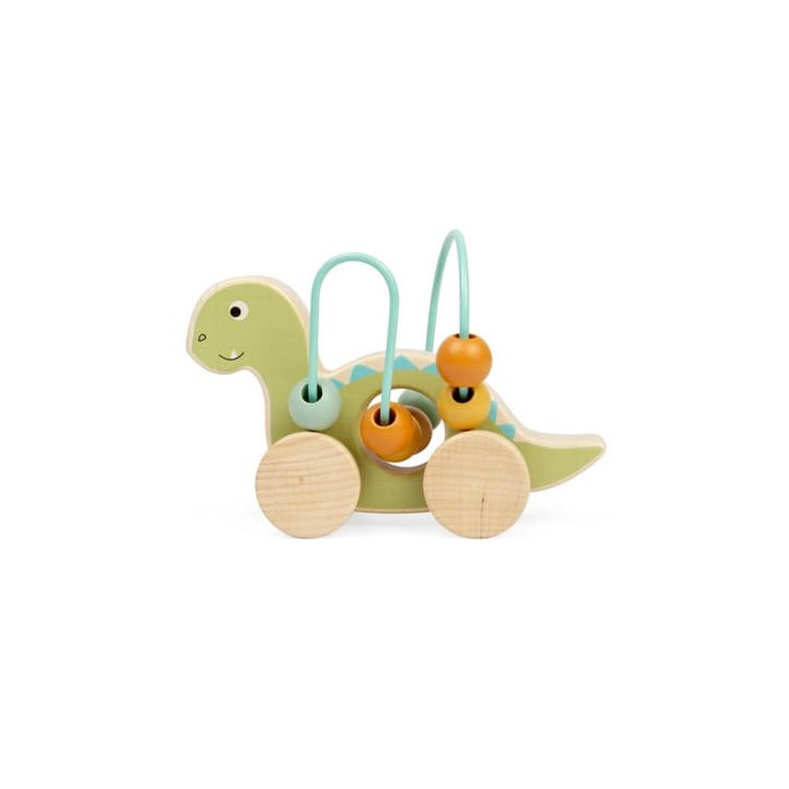 Bigjigs Toys Diplodokus na kolečkách s korálkovým labyrintem