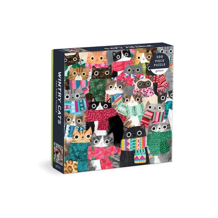 Galison Puzzle Zimní kočky 500 dílků
