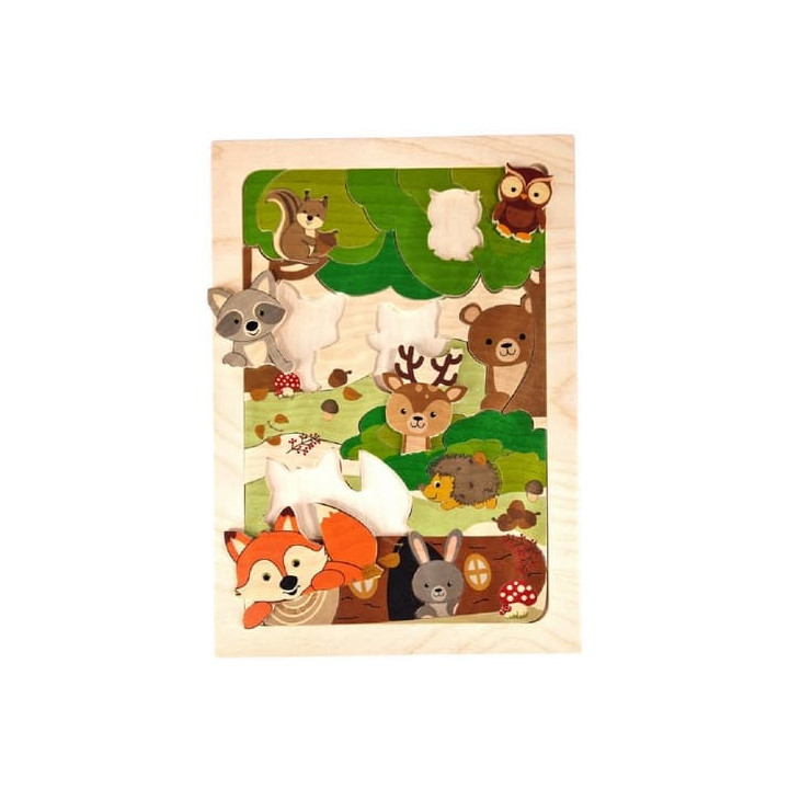 Hess Dřevěné puzzle liška a zvířátka z lesa