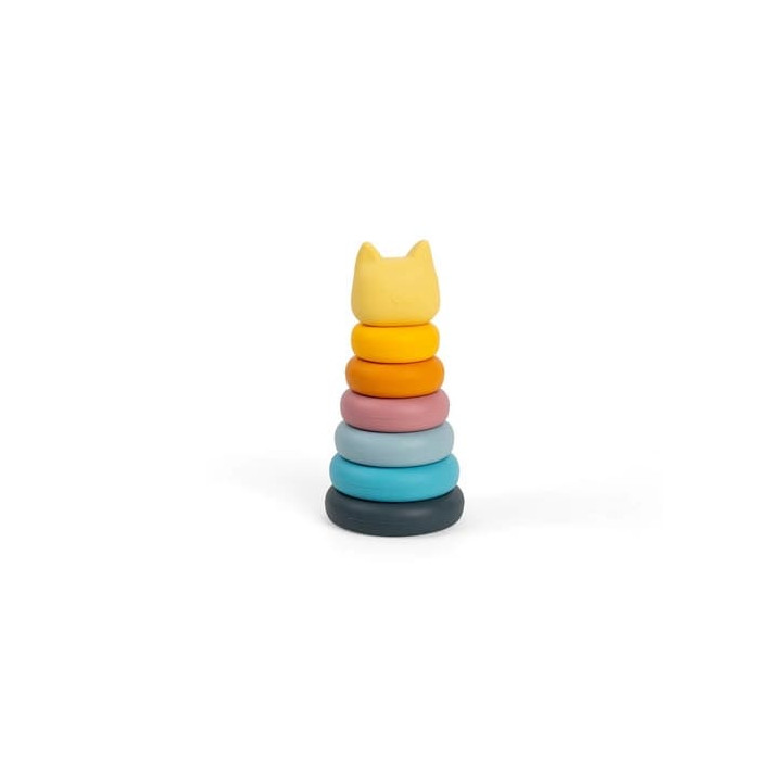 Bigjigs Toys Silikonová stohovací věž Kočka