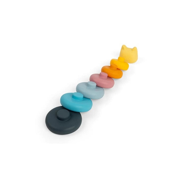 Bigjigs Toys Silikonová stohovací věž Kočka