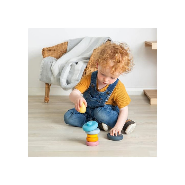 Bigjigs Toys Silikonová stohovací věž Kočka