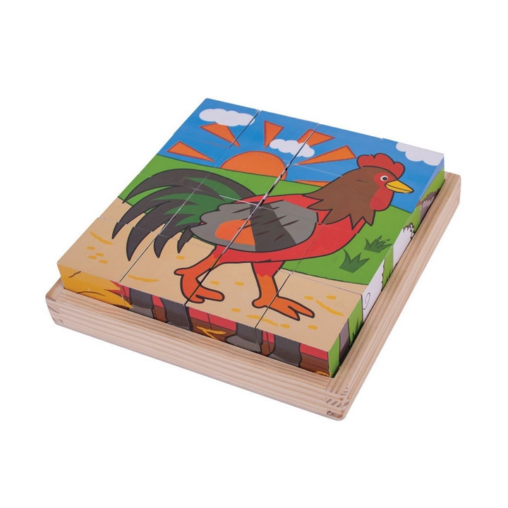 Bigjigs Toys Obrázkové kostky farma 9 kostek
