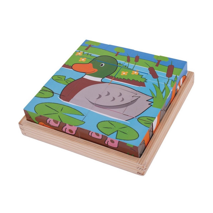 Bigjigs Toys Obrázkové kostky farma 9 kostek