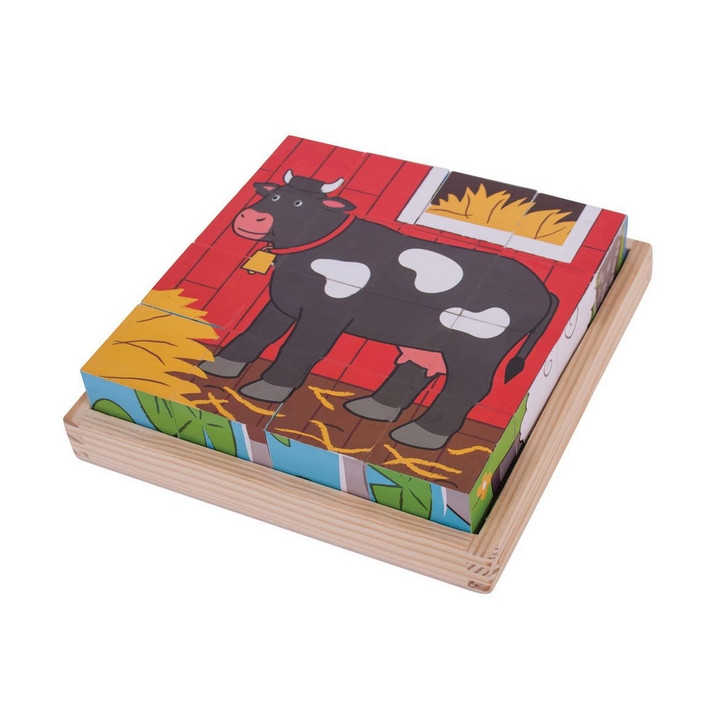 Bigjigs Toys Obrázkové kostky farma 9 kostek