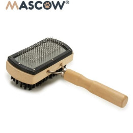Dvojitý kartáč pro domácí mazlíčky s válečkovou rukojetí