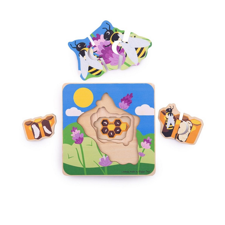 Bigjigs Toys Vkládací puzzle životní cykly včely
