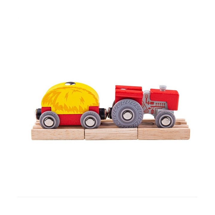 Bigjigs Rail Červený traktor s valníkem
