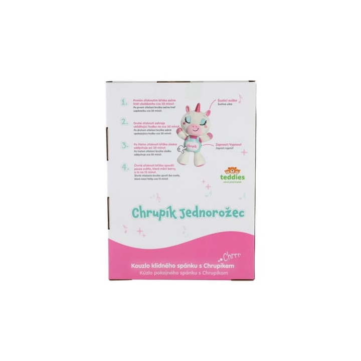Jednorožec Chrupík usínáček plyš/plast na baterie se zvukem se světlem v krabici 22x30x10,5cm 6m+