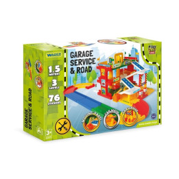 Garáž servis 3 patra + dráha 1,5m + 2 auta plast Wader