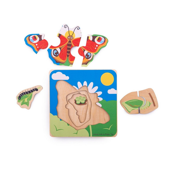 Bigjigs Toys Vkládací puzzle životní cykly motýla