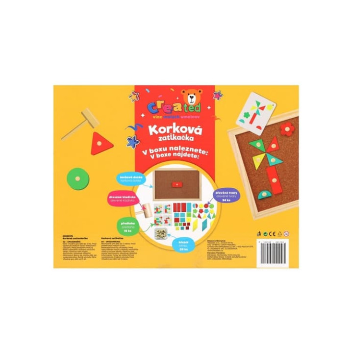 Korková zatloukačka created dřevo s doplňky v krabici 33x24x4,5cm