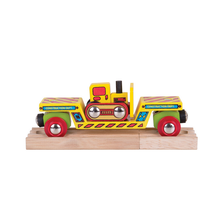 Bigjigs Rail Vagon s buldozerem + 2 koleje