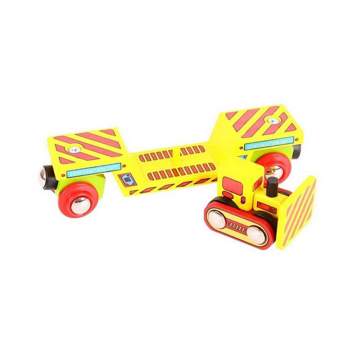 Bigjigs Rail Vagon s buldozerem + 2 koleje