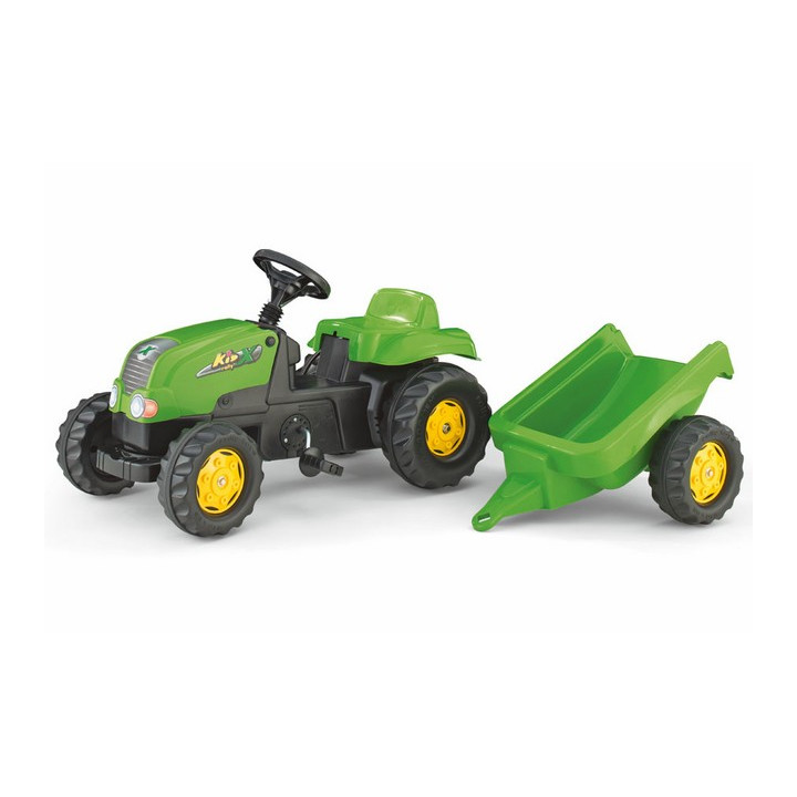Šlapací traktor Rolly Kid s vlečkou - zelený