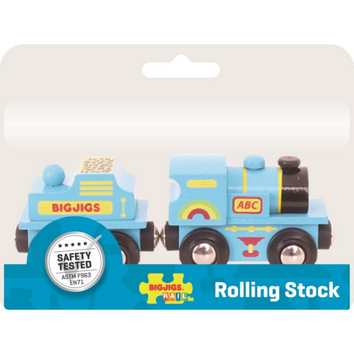 Bigjigs Rail Modrá mašinka s tendrem + 2 koleje