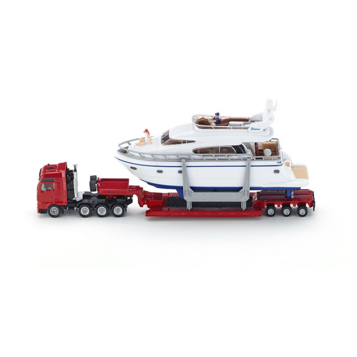 SIKU Super 1849 - Přeprava těžkého nákladu s jachtou, 1:87
