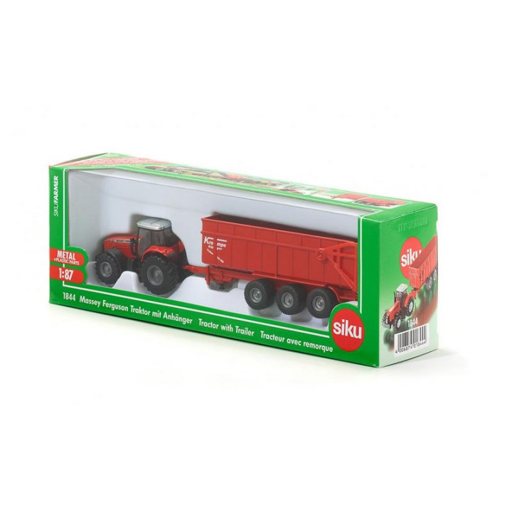 SIKU Farmer 1844 - Traktor Massey Ferguson s přívěsem, měřítko 1:87