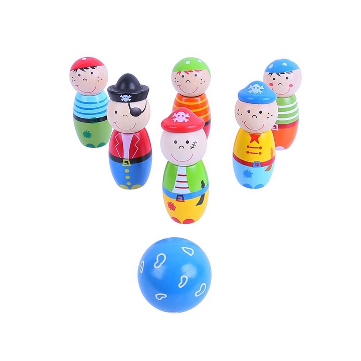 Bigjigs Toys Dřevěné kuželky Piráti