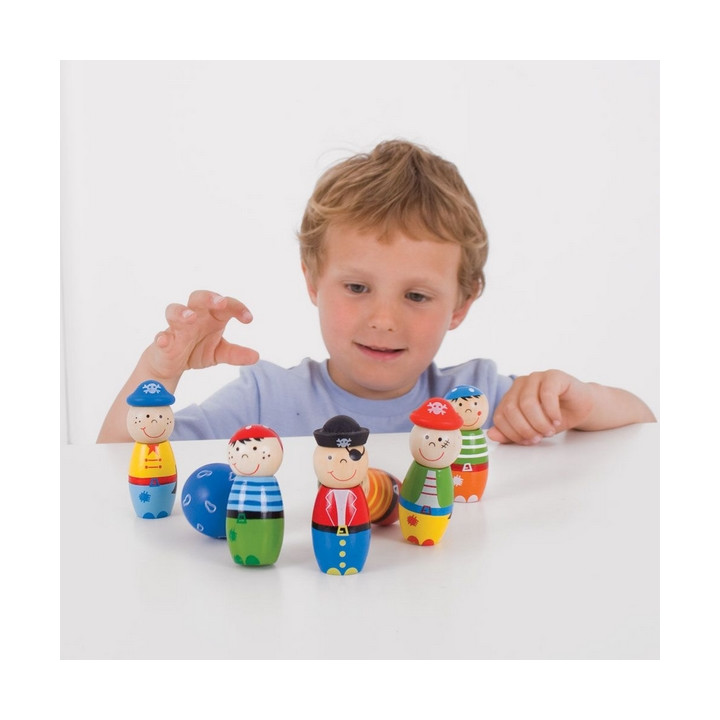 Bigjigs Toys Dřevěné kuželky Piráti
