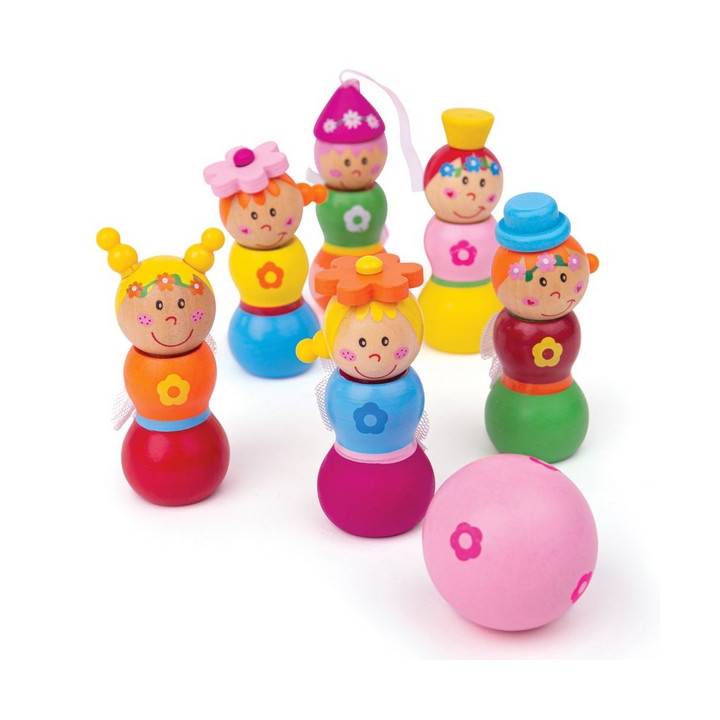 Bigjigs Toys Dřevěné kuželky Víly