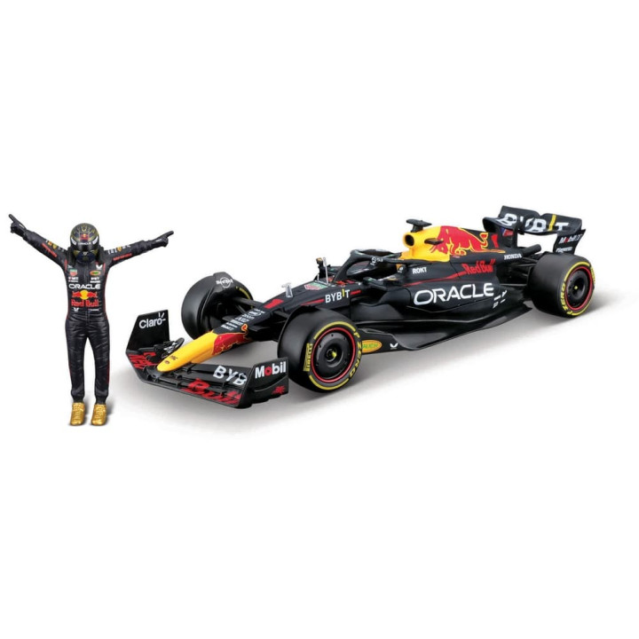 Bburago - RACE Formule F1 s figurkou jezdce, Oracle Red Bull Racing RB19 (2023),  1 Verstappen, 1:24