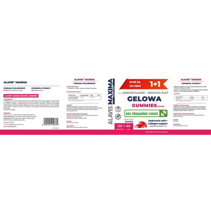 ALAVIS MAXIMA Gelowa Gummies jahoda 120 tablet + 60 kapslí