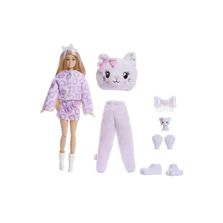 Barbie Cutie reveal Barbie sladké mašle - fialové kotě